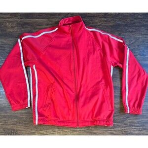 Holloway Training Jacket Men's M Red White Stripe Lightweight Track Adjust Waist